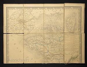 Seller image for Nouvelle carte physique et routire de la France. Toutes les routes de poste, royales et dpartementales, avec les distances comptes en kilomtres d'un lieu a un autre. Les chemins de fer xcuts et en construction ainsi que les canaux navigables et les pincipales rivires. Dress par A.R. Fremin, Geogrpahe, d'aprs les cartes de la marine, celles de ponts et chausses et des postes. for sale by EOS Buchantiquariat Benz