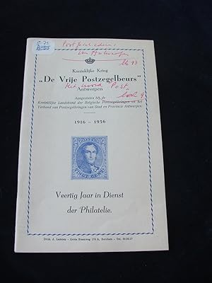 "De Vrije Postzegelbeurs": Gesticht in 1916. Aangesloten bij de Koninklijke Landsbond der Belgisc...