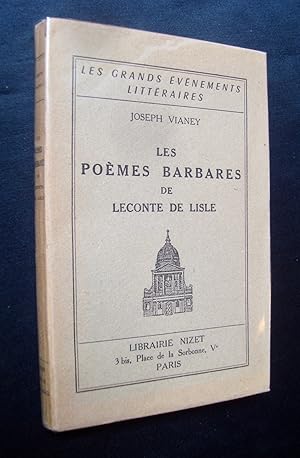 Bild des Verkufers fr Les pomes barbares de Leconte de Lisle - zum Verkauf von Le Livre  Venir