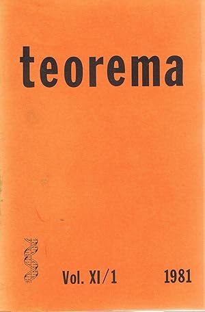 Imagen del vendedor de TEOREMA. Vol. XI/1. 1981 a la venta por Librera Torren de Rueda