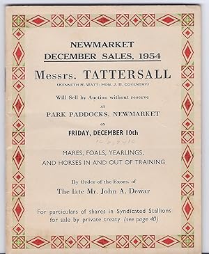 Image du vendeur pour Newmarket December Sales Catalogue, 1954 (Thoroughbreds) mis en vente par Larimar Animal Books