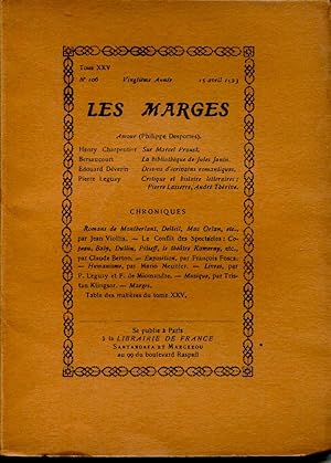 Image du vendeur pour Les Marges, tome XXV, N 106, vingtime anne, 15 avril 1923 mis en vente par Sylvain Par