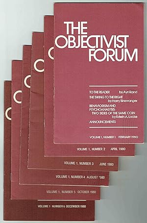 Imagen del vendedor de The Objectivist Forum, Volume 1, Number 1, February, 1980 through Volume 1, Number 6, December, 1980 a la venta por Hyde Brothers, Booksellers