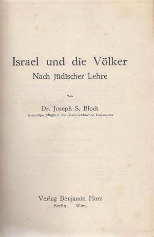 Image du vendeur pour ISRAEL UND DIE VLKER: NACH JDISCHER LEHRE mis en vente par Dan Wyman Books, LLC