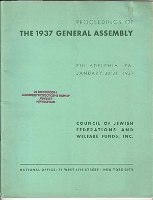 Image du vendeur pour PROCEEDINGS OF THE 1937 GENERAL ASSEMBLY, PHILADELPHIA, PA. JANUARY 30-31, 1937 mis en vente par Dan Wyman Books, LLC