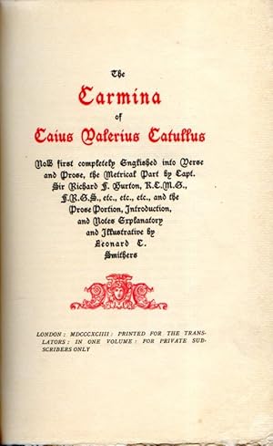 Bild des Verkufers fr THE CARMINA OF CAIUS VALERIUS CATULLUS zum Verkauf von Dan Wyman Books, LLC