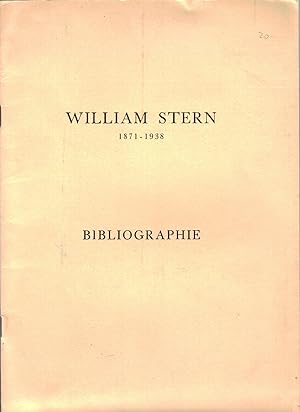 WILLIAM STERN, 1871-1938 : BIBLIOGRAPHIE