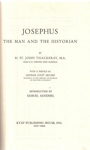 Imagen del vendedor de JOSEPHUS: THE MAN AND THE HISTORIAN a la venta por Dan Wyman Books, LLC