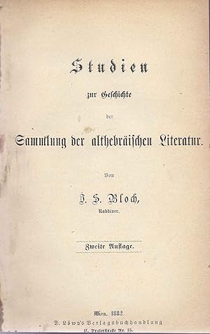 Image du vendeur pour STUDIEN ZUR GESCHICHTE DER SAMMLUNG DER ALTHEBRISCHEN LITERATUR mis en vente par Dan Wyman Books, LLC