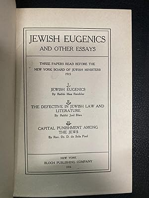 Imagen del vendedor de JEWISH EUGENICS AND OTHER ESSAYS: 3 PAPERS READ BEFORE THE NEW YORK BOARD OF JEWISH MINISTERS 1915 a la venta por Dan Wyman Books, LLC