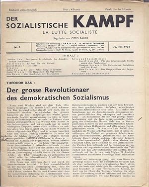 Seller image for DER SOZIALISTISCHE KAMPF. LA LUTTE SOCIALISTE. NO 5. 30. JULI 1938 for sale by Dan Wyman Books, LLC