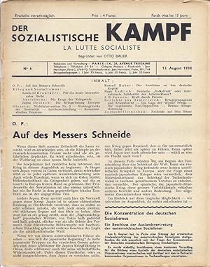 Image du vendeur pour DER SOZIALISTISCHE KAMPF. LA LUTTE SOCIALISTE. NO 6. 13. AUGUST 1938 mis en vente par Dan Wyman Books, LLC