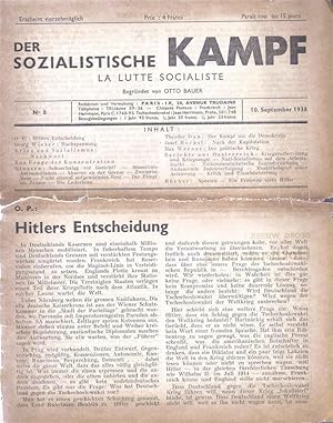 Seller image for DER SOZIALISTISCHE KAMPF. LA LUTTE SOCIALISTE. NO 8. 10. SEPTEMBER 1938 for sale by Dan Wyman Books, LLC