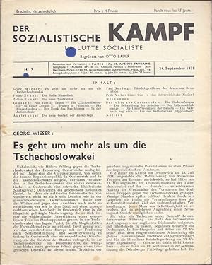 Seller image for DER SOZIALISTISCHE KAMPF. LA LUTTE SOCIALISTE. NO 9. 24. SEPTEMBER 1938 for sale by Dan Wyman Books, LLC