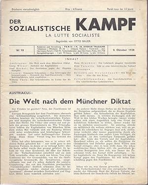 Seller image for DER SOZIALISTISCHE KAMPF. LA LUTTE SOCIALISTE. NO 10. 8. OKTOBER 1938 for sale by Dan Wyman Books, LLC