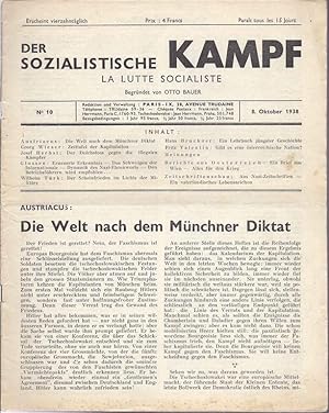 Image du vendeur pour DER SOZIALISTISCHE KAMPF. LA LUTTE SOCIALISTE. NO 10. 8. OKTOBER 1938 mis en vente par Dan Wyman Books, LLC