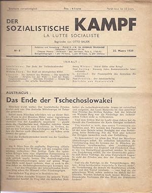 Seller image for DER SOZIALISTISCHE KAMPF. LA LUTTE SOCIALISTE. NO 6. 25. MAERZ 1939 for sale by Dan Wyman Books, LLC