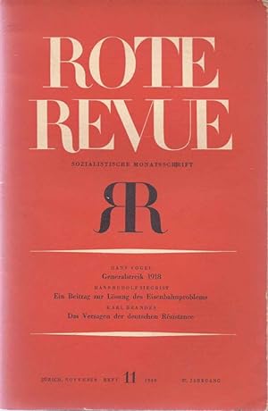 Image du vendeur pour ROTE REVUE: SOZIALISTISCHE MONATSSCHRIFT. JAHRGANG 27. NR. 11, NOVEMBER 1948 (ONLY) mis en vente par Dan Wyman Books, LLC