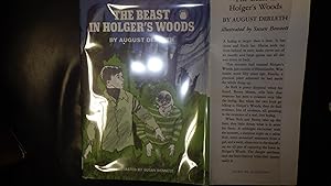 Immagine del venditore per The Beast in Holger's Woods in B/W & Blue & Green Dustjacket of 2 Boys being followed by Beast with Jagged Tail in Woods, Vintage children's fiction ,A midnight encounter with the monster, a sleepless night on a cabin floor, some unwanted assistance Fro venduto da Bluff Park Rare Books