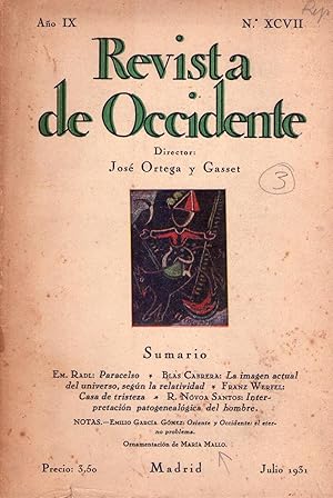 REVISTA DE OCCIDENTE - No. XCVII - Año IX, julio de 1931 (No. 97, Año 9)
