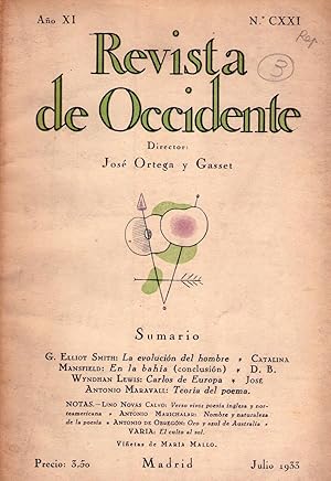 REVISTA DE OCCIDENTE - No. CXXI. Año XI, julio de 1933 (No. 121, Año 11)