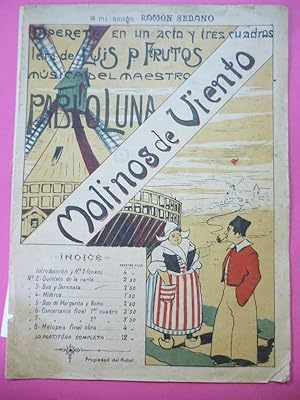 Imagen del vendedor de MOLINOS DE VIENTO. Opereta en un Acto y tres Cuadros. Letra de Luis P. Frutos. Msica del Maestro . N 3. Duo y Serenata. a la venta por Carmichael Alonso Libros