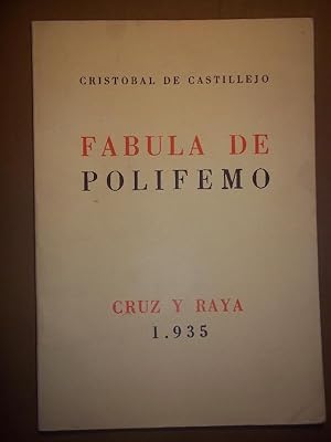 Bild des Verkufers fr FABULA DE POLIFEMO. Cruz y Raya, Madrid 1935. zum Verkauf von Carmichael Alonso Libros