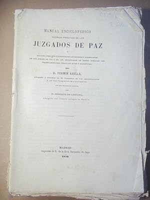 Immagine del venditore per Manual Enciclopdico Terico Prctico de los Juzgados de Paz. venduto da Carmichael Alonso Libros