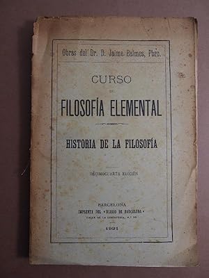 Imagen del vendedor de Curso de Filosofa Elemental. Historia de la Filosofa. a la venta por Carmichael Alonso Libros