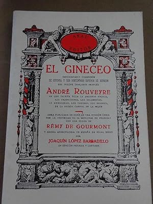 Seller image for El Gineceo. Imponderable coleccin de 76 portentosos estudios de desnudo de . con glosa de Rmy de Gourmont y ahora reproducida en espaol por Joaqun Lpez Barbadillo. for sale by Carmichael Alonso Libros