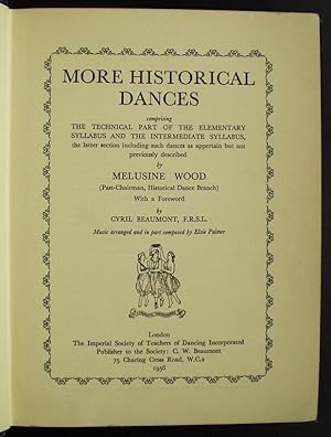 Imagen del vendedor de More Historical Dances a la venta por Design Books