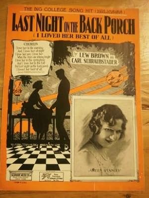 Seller image for Last Night on the Back Porch.I Loved Her Best Of All. Illustrated cover Sheet Music for sale by Bristlecone Books  RMABA