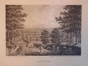 Original Antique Engraving Illustrating a View of Leicester.