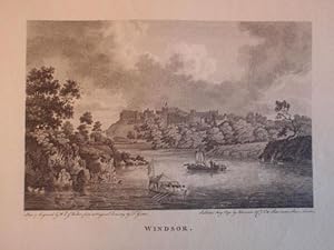 Original Antique Engraving Illustrating a View of Windsor.