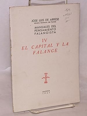 Imagen del vendedor de El capital y la Falange a la venta por Bolerium Books Inc.