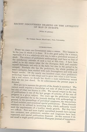 Seller image for Recent Discoveries Bearing on the Antiquity of Man in Europe".article Disbound from the Annual Report of the Board of Regents of the Smithsonian Institution for the Year Ending June 30, 1909 for sale by Dorley House Books, Inc.