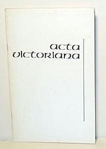 Bild des Verkufers fr Acta Victoriana Vol 87 No 1 zum Verkauf von G W Jackson