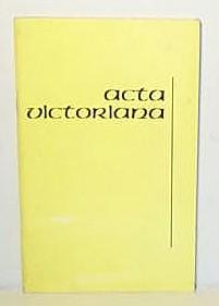 Bild des Verkufers fr Acta Victoriana Vol 87 No 2 zum Verkauf von G W Jackson