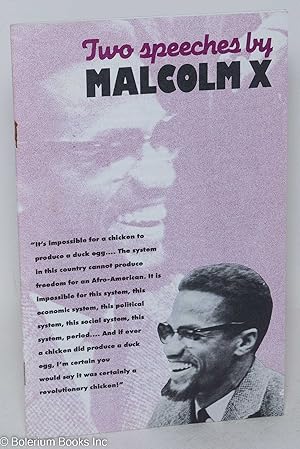 Seller image for Two speeches by Malcolm X. for sale by Bolerium Books Inc.