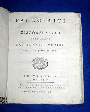 Seller image for Panegirici e Discorsi Sacri dell' Abate Ignazio Venini, Terza Edizione Veneta. for sale by Tony Hutchinson
