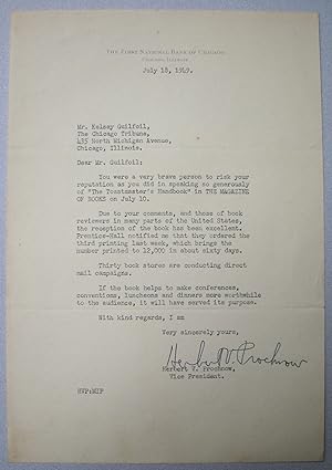 Letter Signed by Herbert V. Prochnow