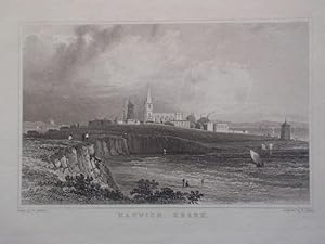 A Fine Original Antique Engraved Print Illustrating Harwich in Essex. Published in 1835.