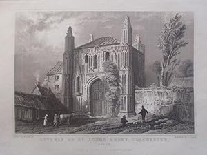 A Fine Original Antique Engraved Print Illustrating a View of the Gateway of St John's Abbey in C...