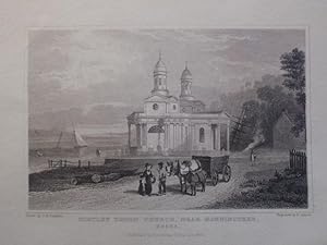 A Fine Original Antique Engraved Print Illustrating a View of Mistley Thorn Church Near Manningtr...
