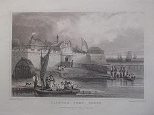 A Fine Original Antique Engraved Print Illustrating a View of Tilbury Fort in Essex. Published in...