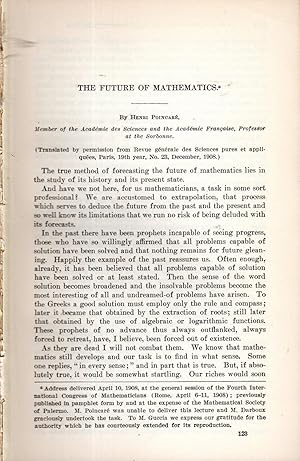 Imagen del vendedor de The Future of Mathematics".disbound from The Annual report of the Board of Regents of the Smithsonian Institution.for the Year Ending 1909 a la venta por Dorley House Books, Inc.