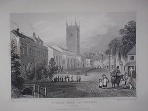 A Fine Original Antique Engraved Print Illustrating a View of Dedham Near Colchester in Essex. Pu...