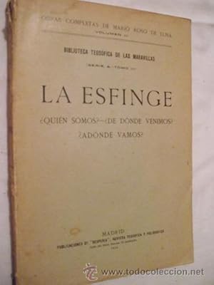 Seller image for LA ESFINGE. Quines somos? De dnde venimos? A dnde vamos? for sale by Librera Maestro Gozalbo