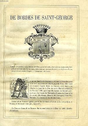 Seller image for ARMORIAL DE LA NOBLESSE DE FRANCE, EXTRAIT: DE BORDES DE SAINT-GEORGE for sale by Le-Livre