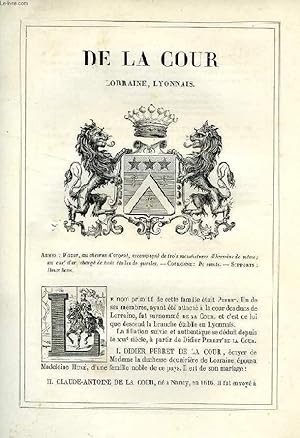 Seller image for ARMORIAL DE LA NOBLESSE DE FRANCE, EXTRAIT: DE LA COUR (LORRAINE, LYONNAIS) for sale by Le-Livre